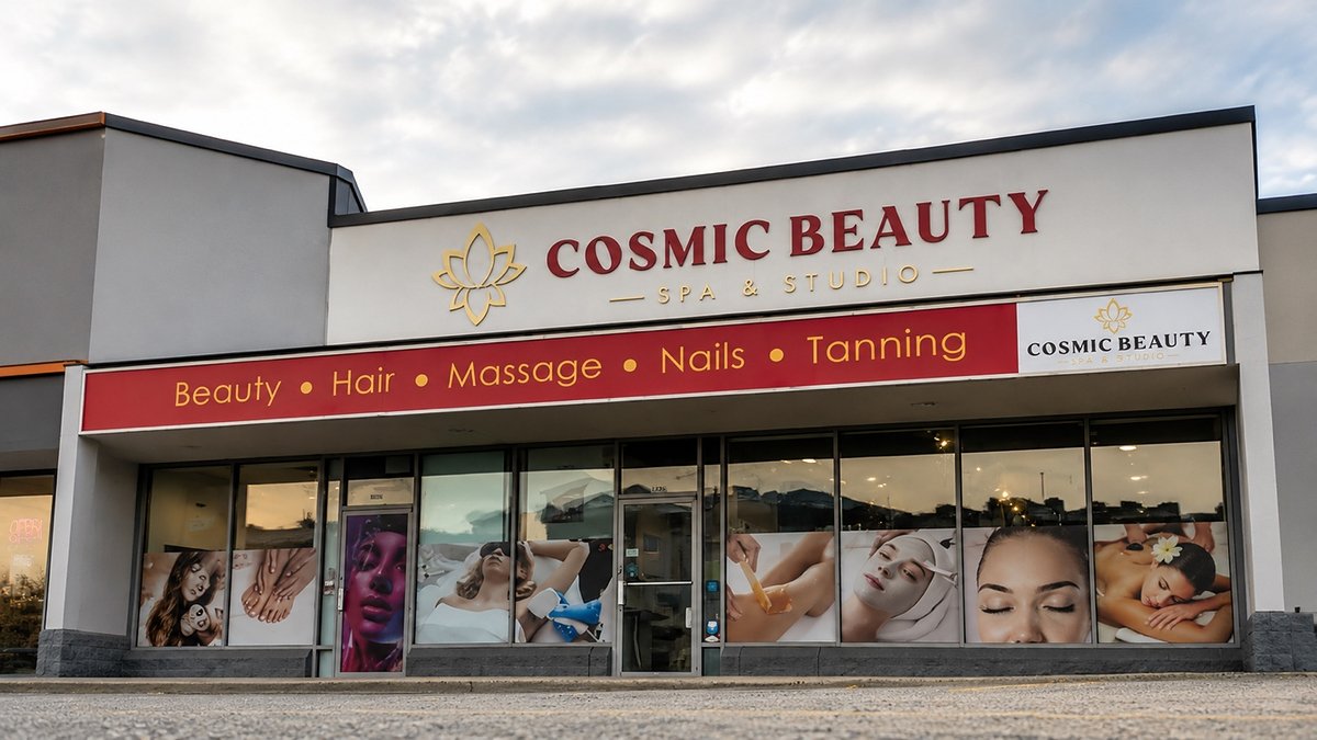 Cosmic Beauty Kamloops — exterior of the spa building on Notre Dame Drive