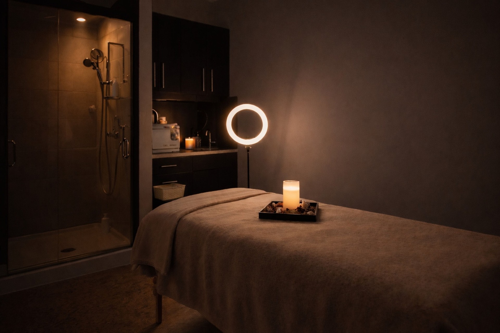 Candlelit treatment room